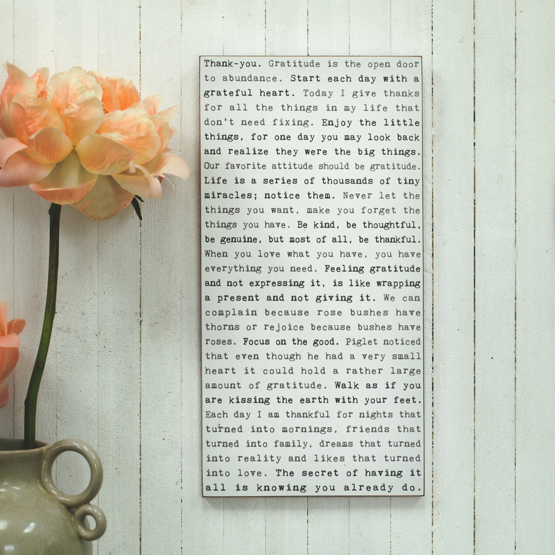 Inspirational Sign Wall Art on Gratitude