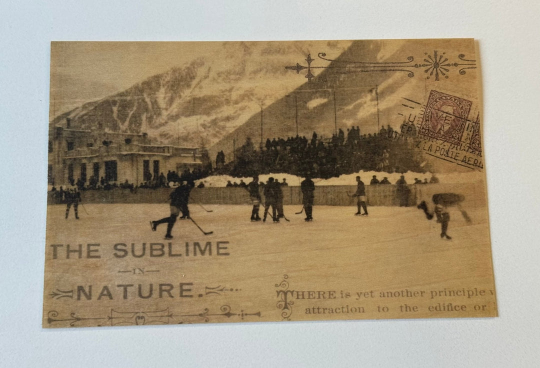 Hockey Players Wood Postcard - Cedar Mountain Studios