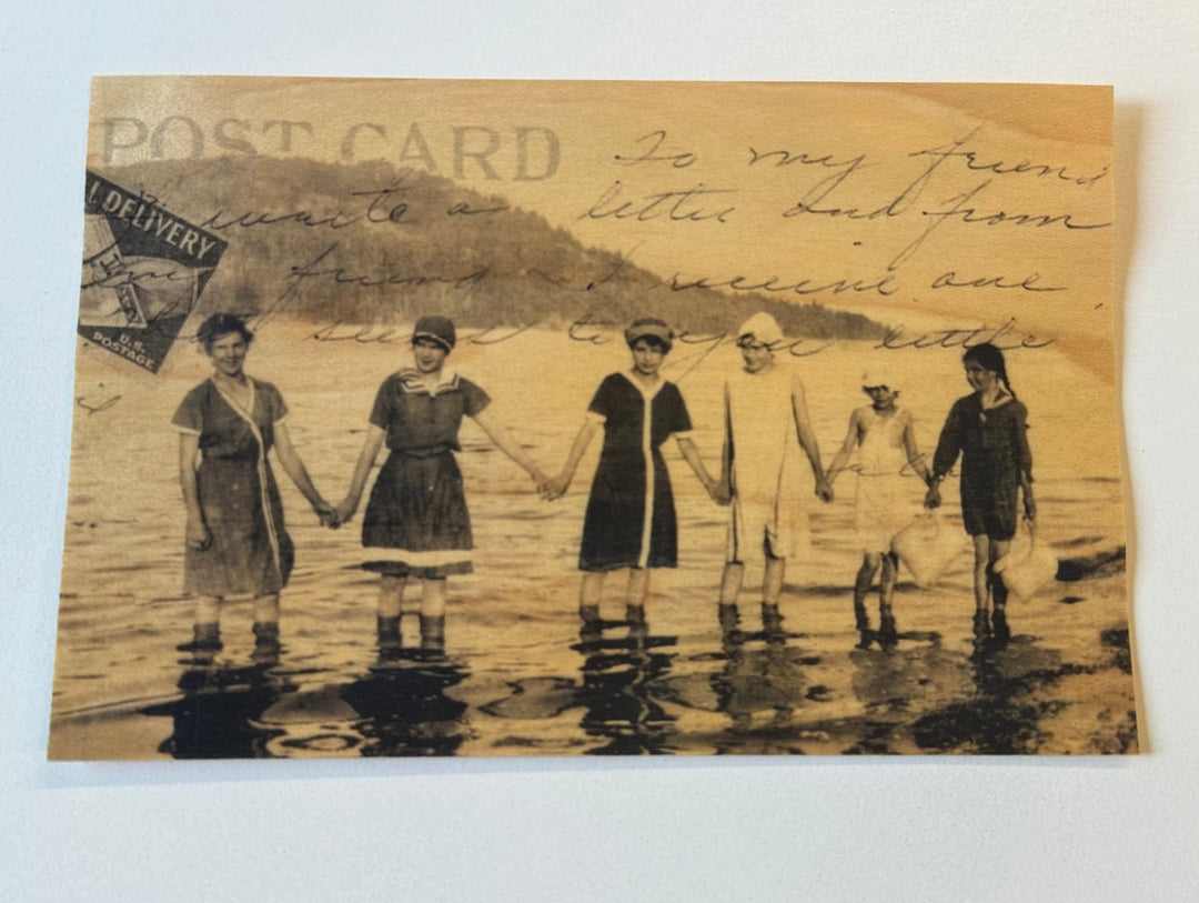 Ladies Swimming Wood Postcard - Cedar Mountain Studios