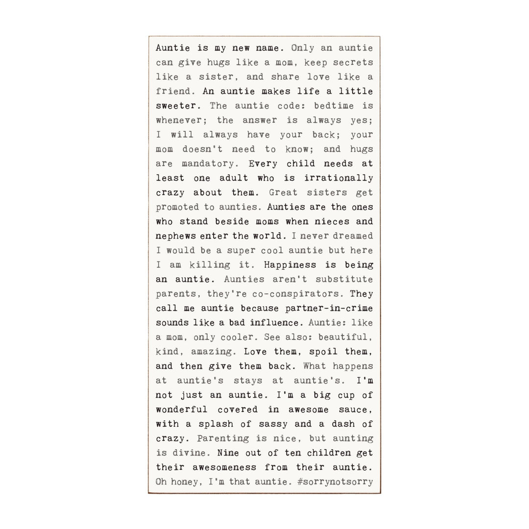 Auntie Typewriter Sign - Cedar Mountain Studios