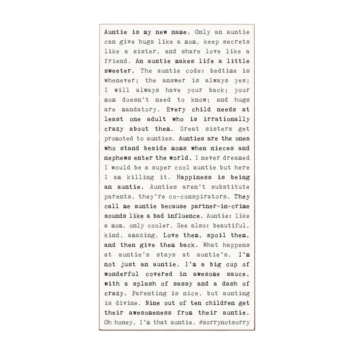 Auntie Typewriter Sign - Cedar Mountain Studios