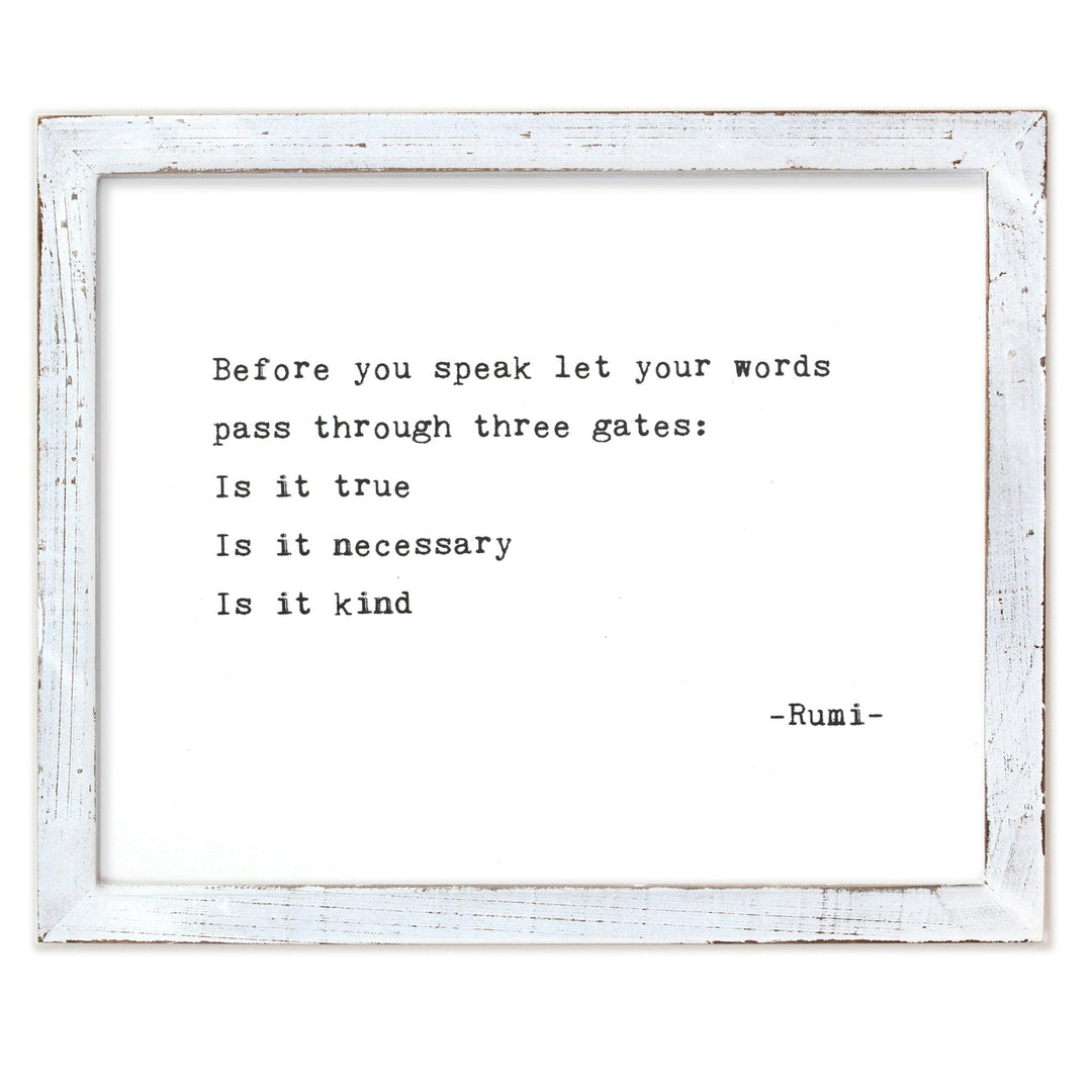 Before You Speak (Rumi) Framed Words - Cedar Mountain Studios
