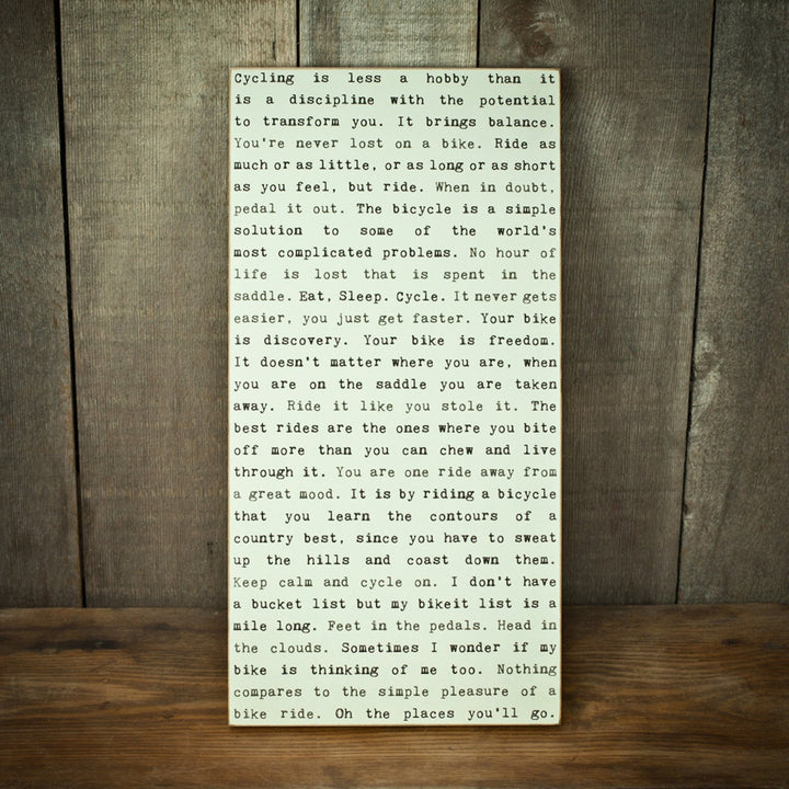 Cycling Typewriter Sign - Cedar Mountain Studios