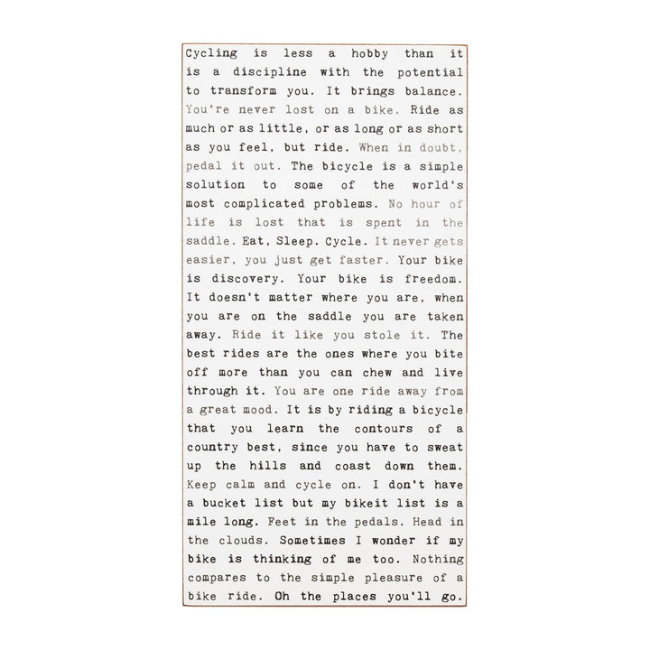 Cycling Typewriter Sign - Cedar Mountain Studios