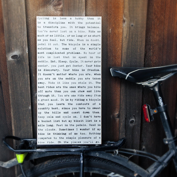 Cycling Typewriter Sign - Cedar Mountain Studios