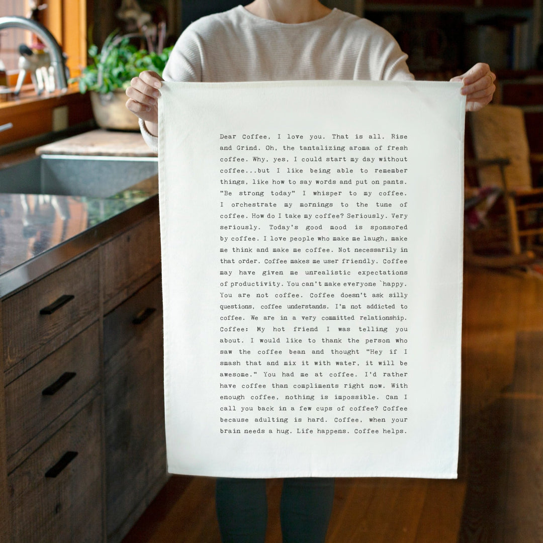 Dear Coffee Tea Towel - Cedar Mountain Studios