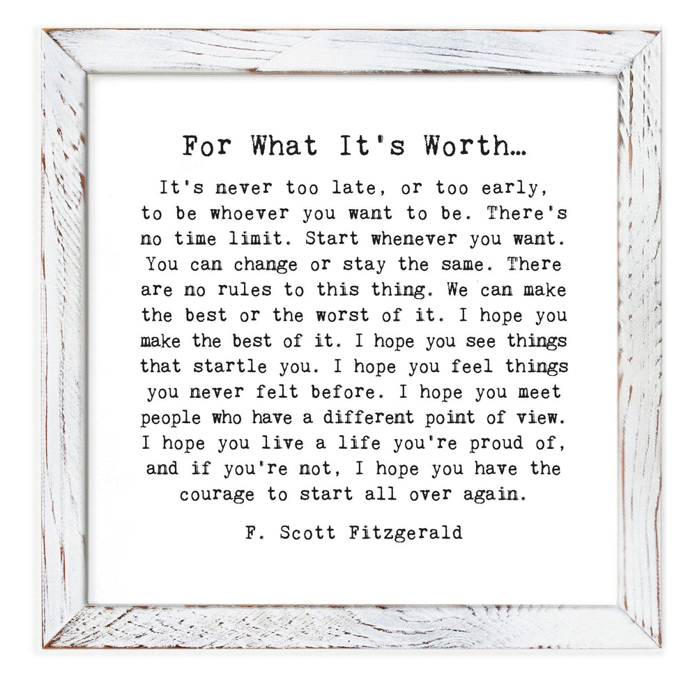 For What It's Worth Framed Words - Cedar Mountain Studios