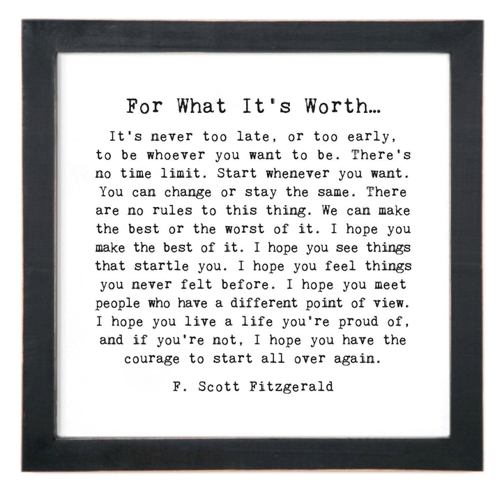 For What It's Worth Framed Words - Cedar Mountain Studios