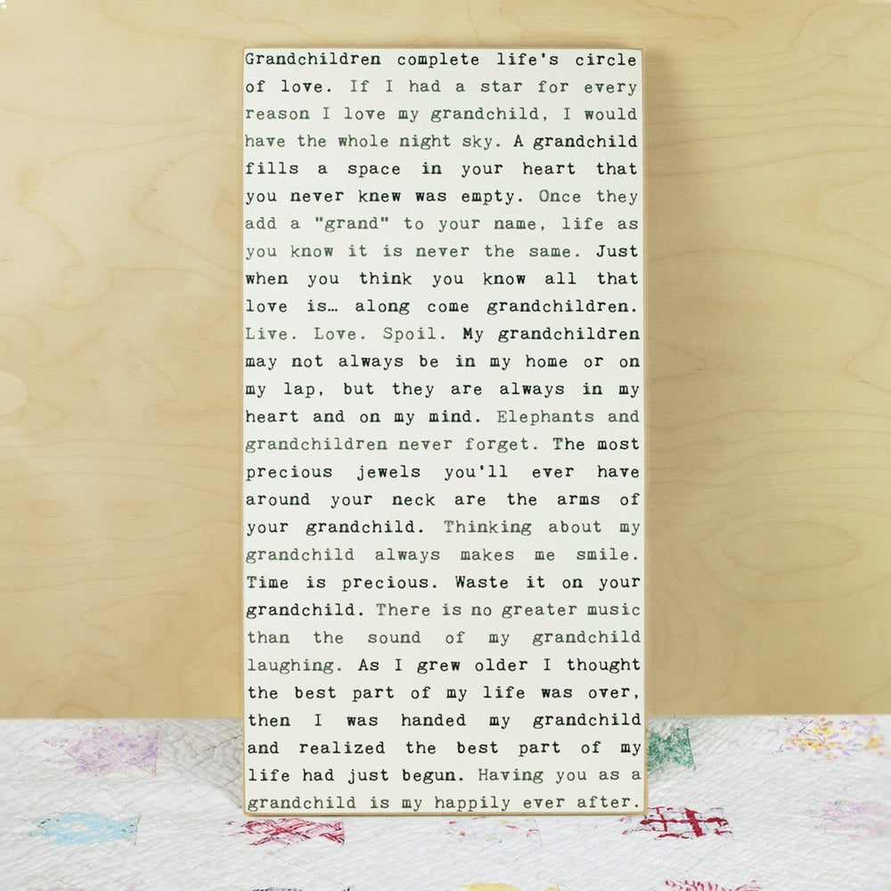 Grandchildren Typewriter Sign - Cedar Mountain Studios