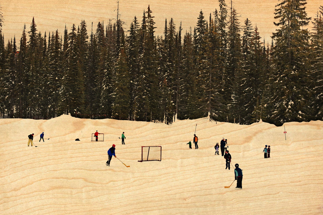 Hockey Team Wood Postcard - Cedar Mountain Studios
