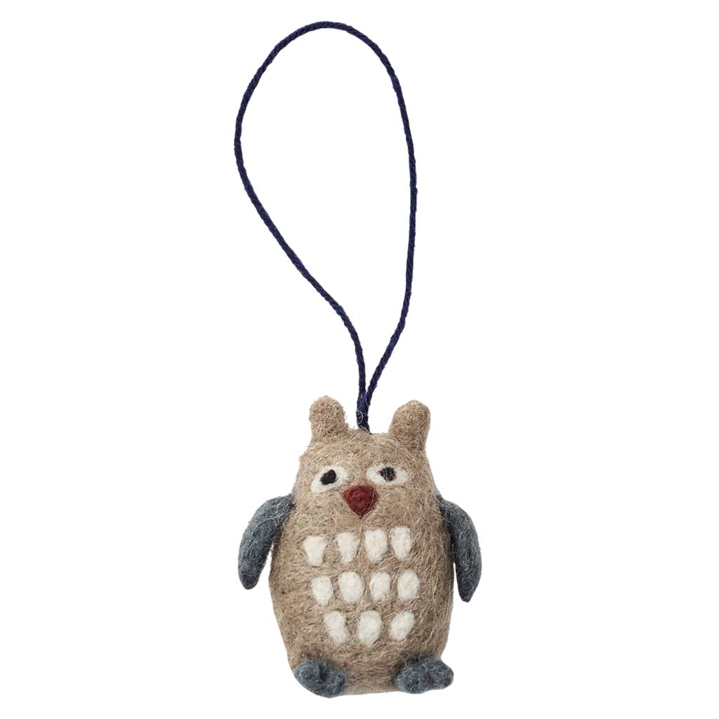 Owl Felted Christmas Ornament - Cedar Mountain Studios