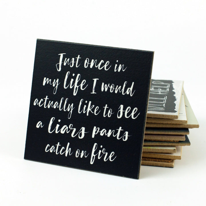 Pants On Fire Coaster or Magnet - Cedar Mountain Studios
