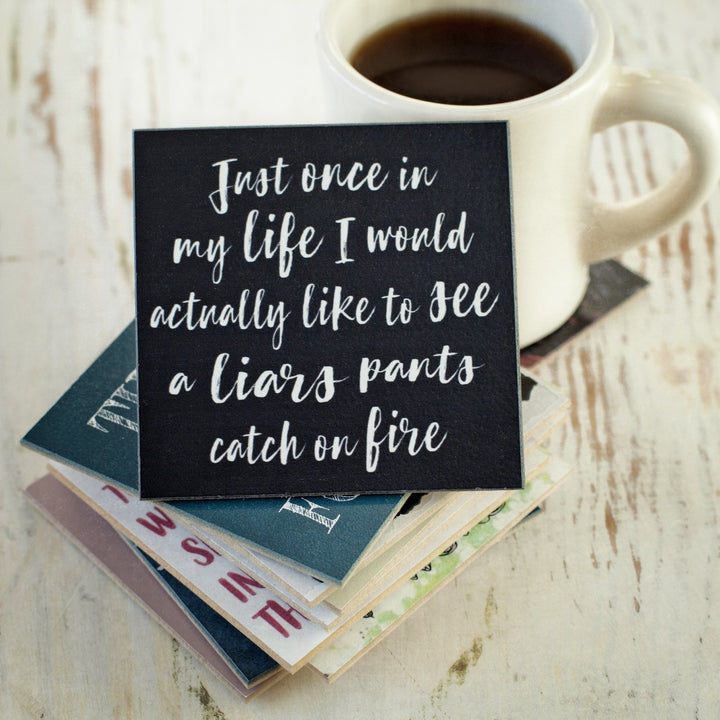 Pants On Fire Coaster or Magnet - Cedar Mountain Studios