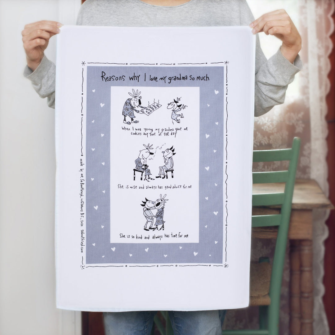 Reasons For Grandma Tea Towel - Cedar Mountain Studios