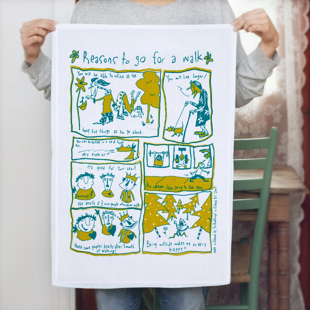 Reasons for Walk Tea Towel - Cedar Mountain Studios
