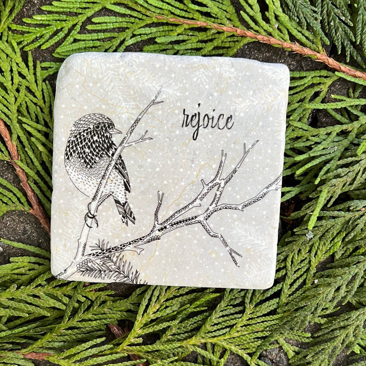 Set of Snowy Christmas Marble Coasters - Cedar Mountain Studios