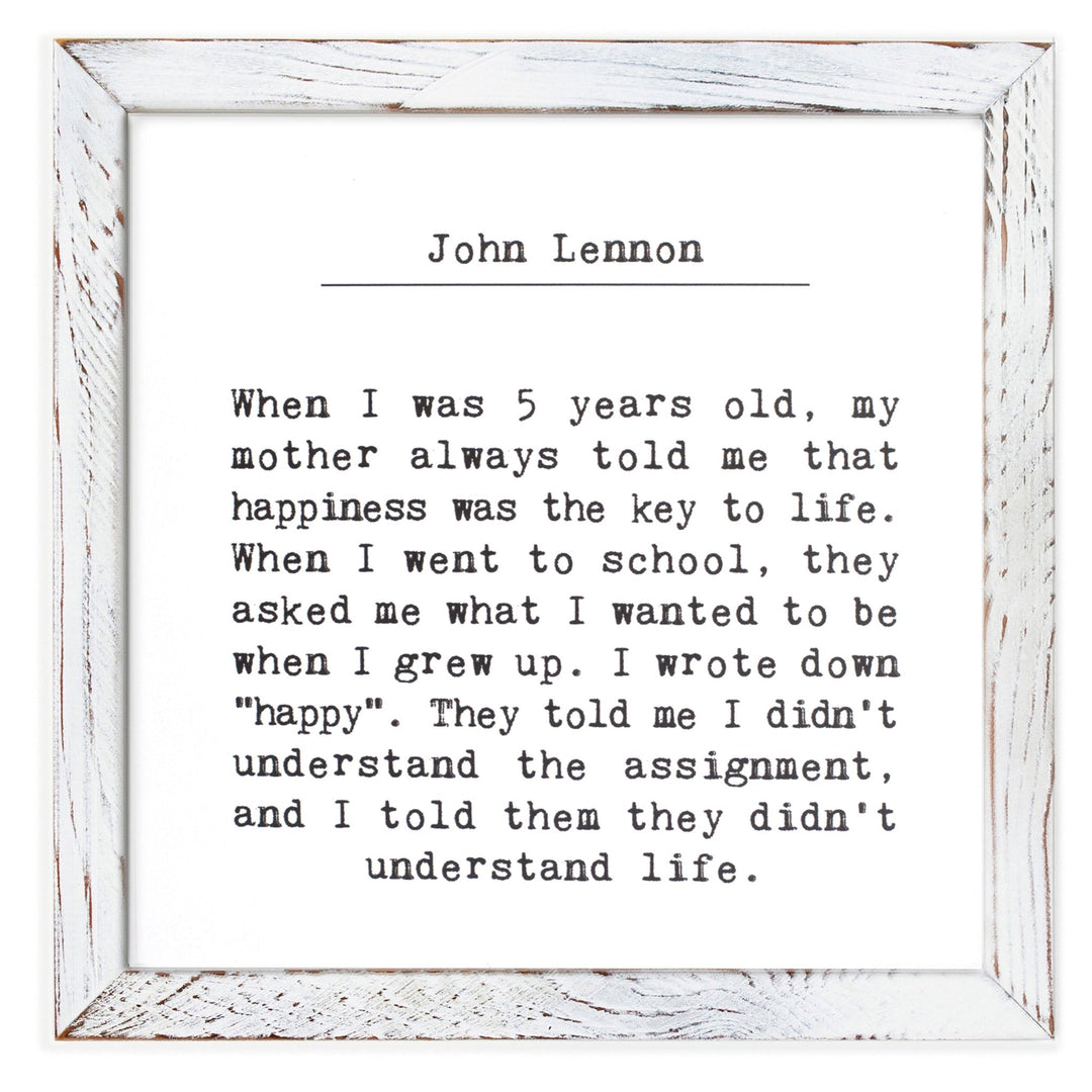Understand Life (John Lennon) Framed Words - Cedar Mountain Studios