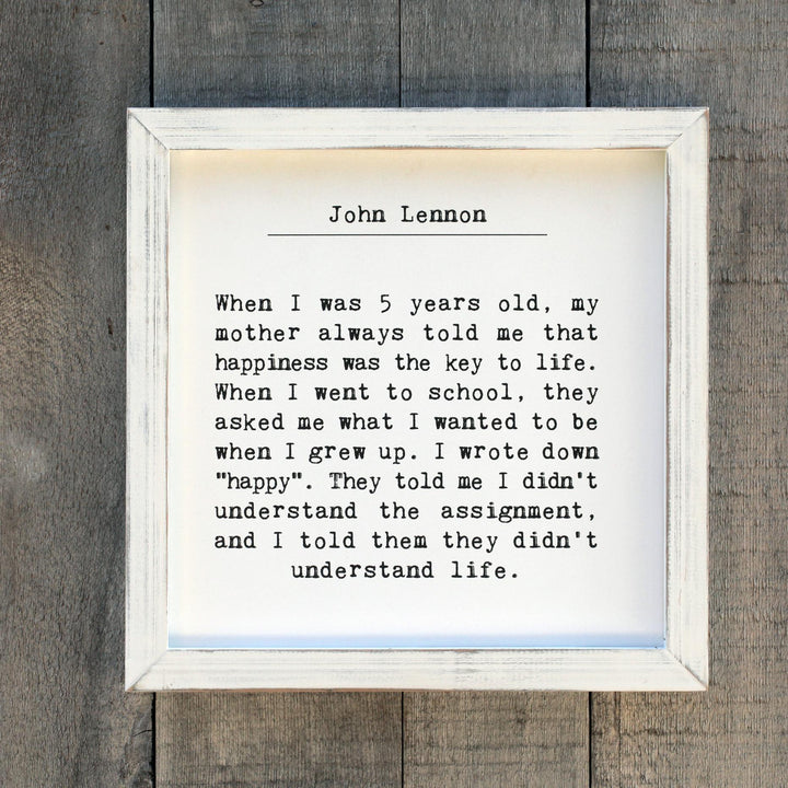 Understand Life (John Lennon) Framed Words - Cedar Mountain Studios