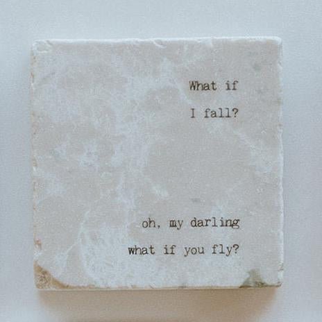 What If I Fall Marble Coaster - Cedar Mountain Studios