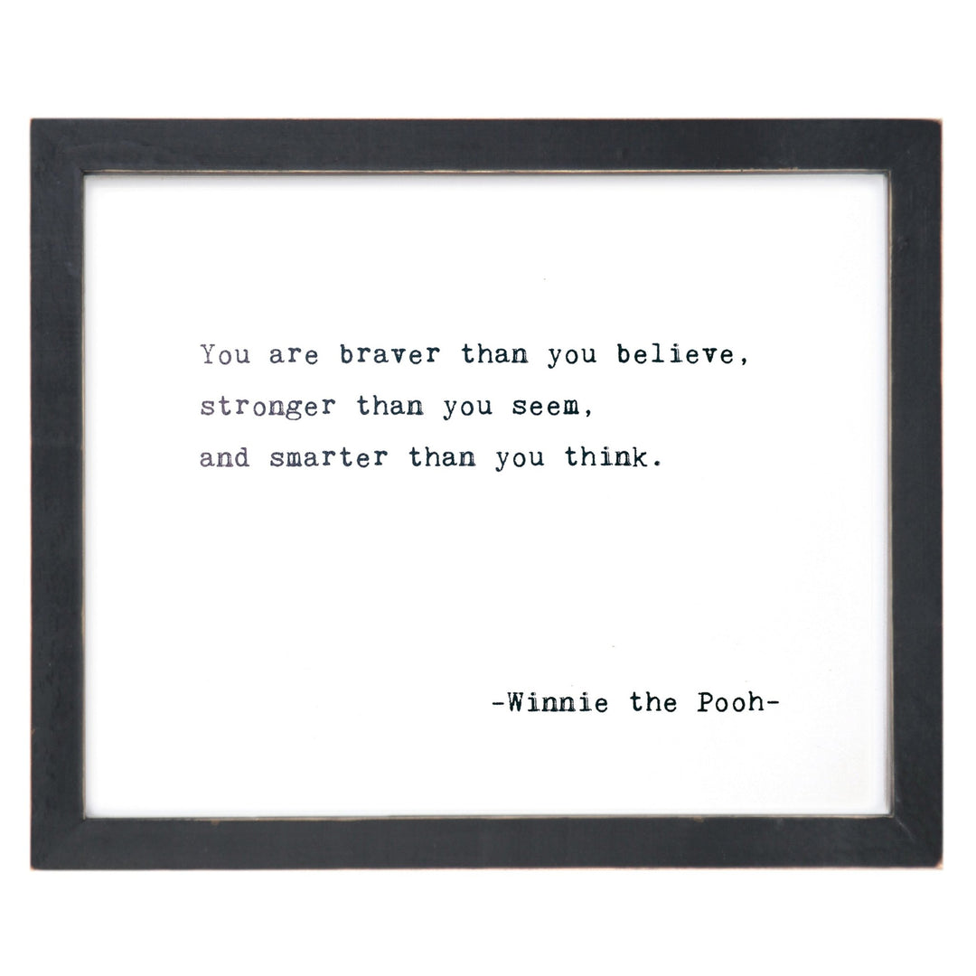 You Are Braver (Winnie The Pooh) Framed Words - Cedar Mountain Studios