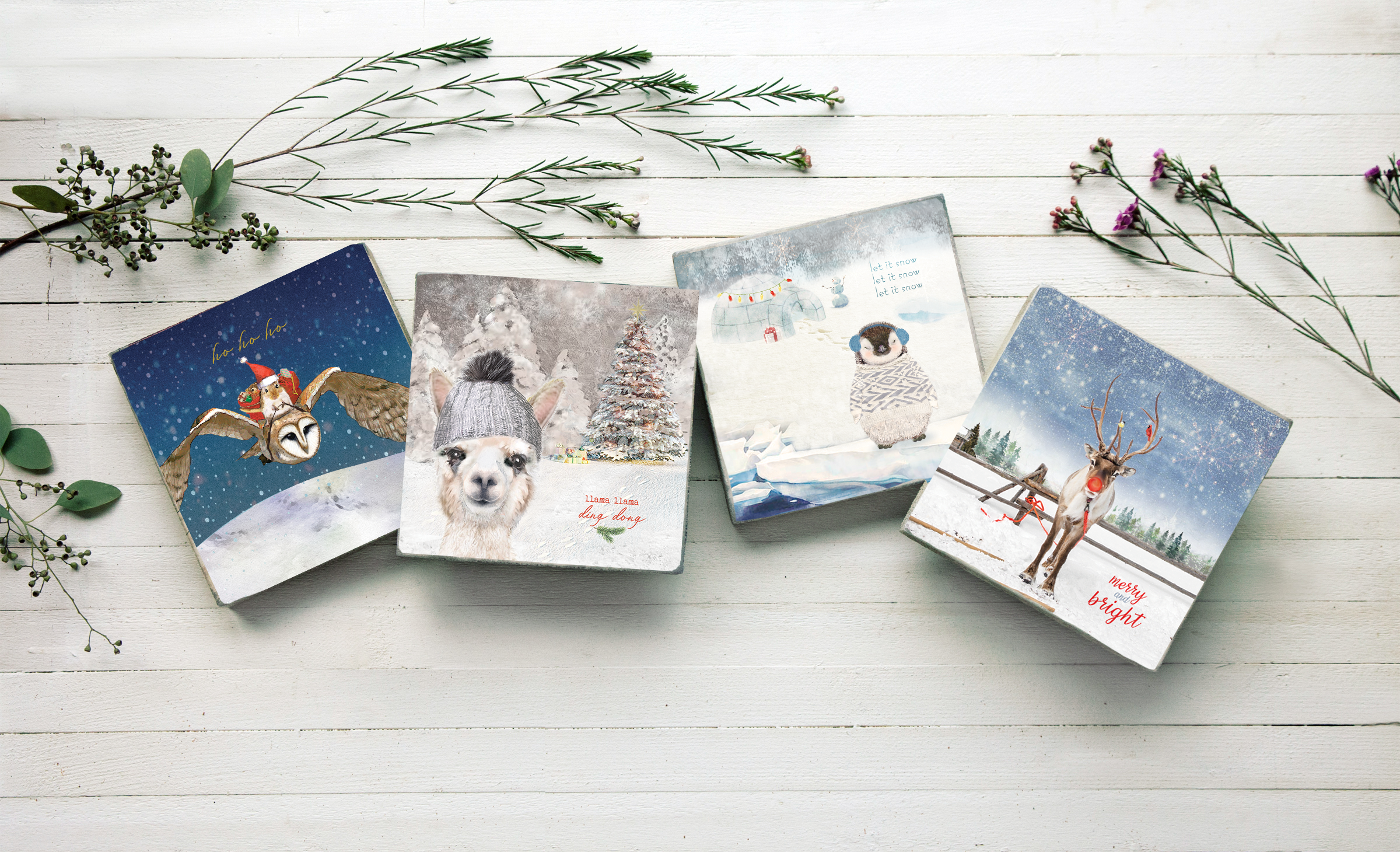 Cedar Mountain Studios 2022 Christmas Art Block Collection - Cute Animals in Winter Wonderland