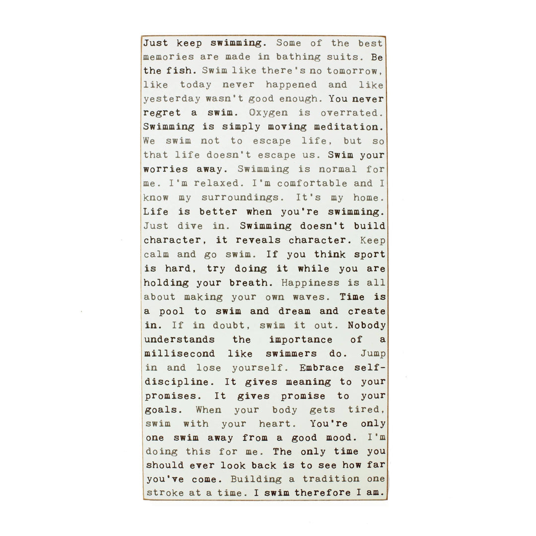 Typewriter Sign - Swimming