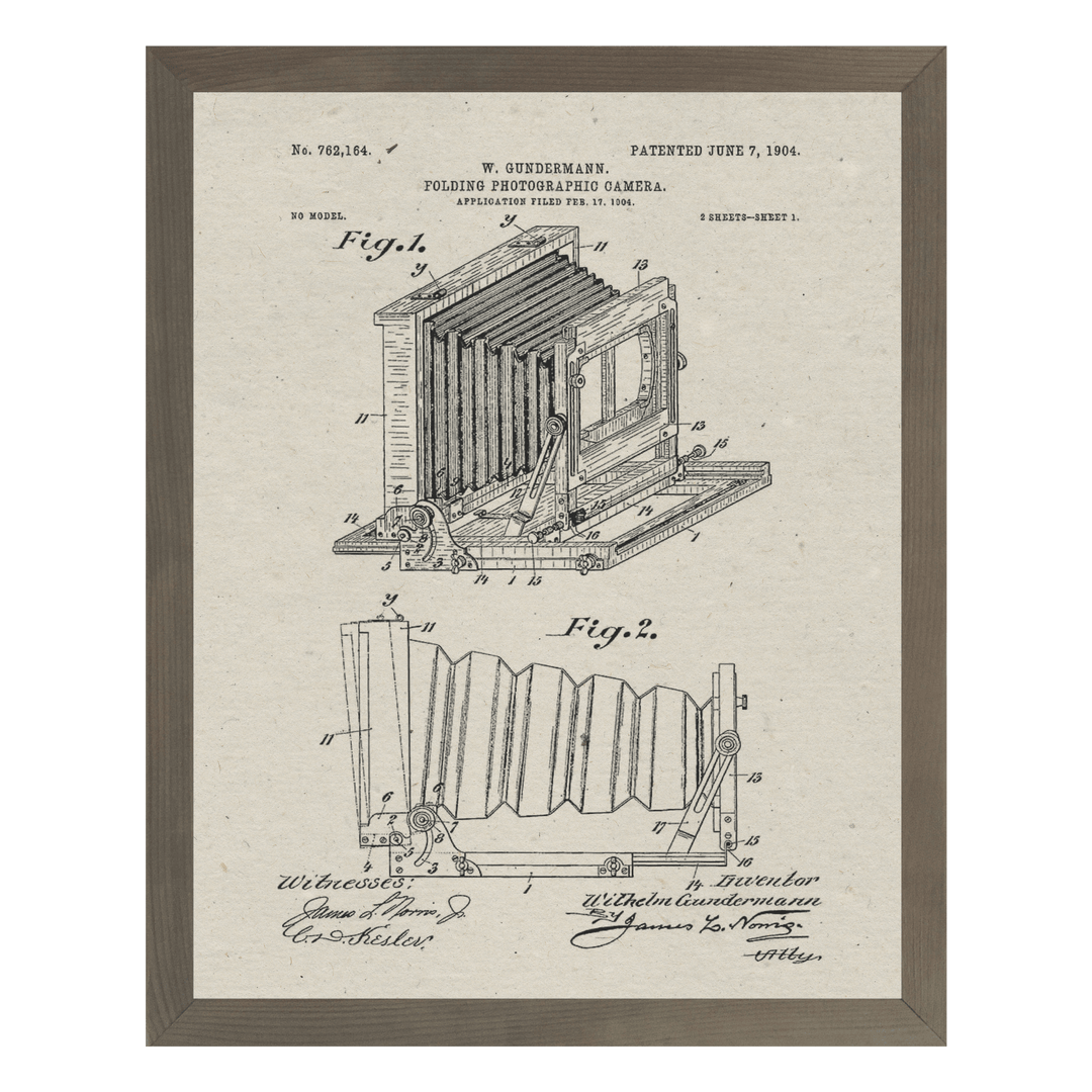 Framed Patents - Folding Camera - Cedar Mountain Studios