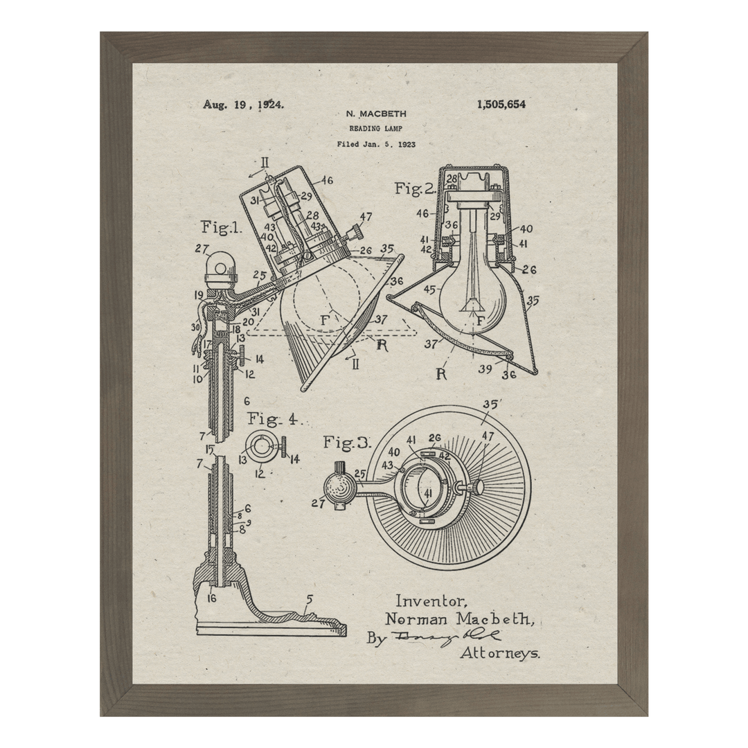 Framed Patents - Lamp - Cedar Mountain Studios
