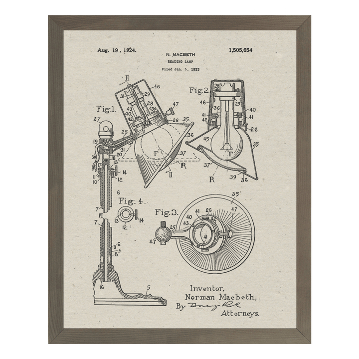 Framed Patents - Lamp - Cedar Mountain Studios