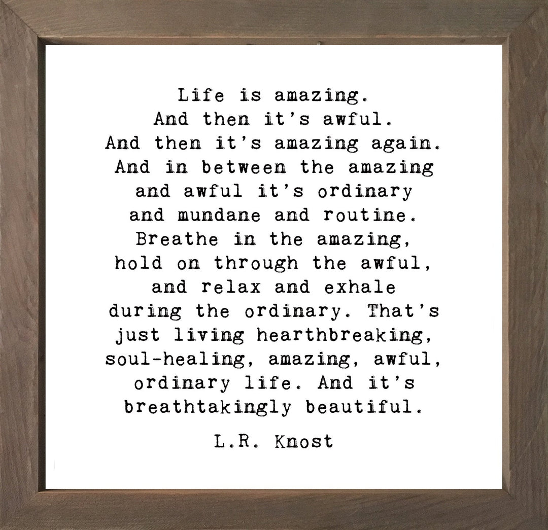 Framed Words Small - Life is Amazing - Cedar Mountain Studios