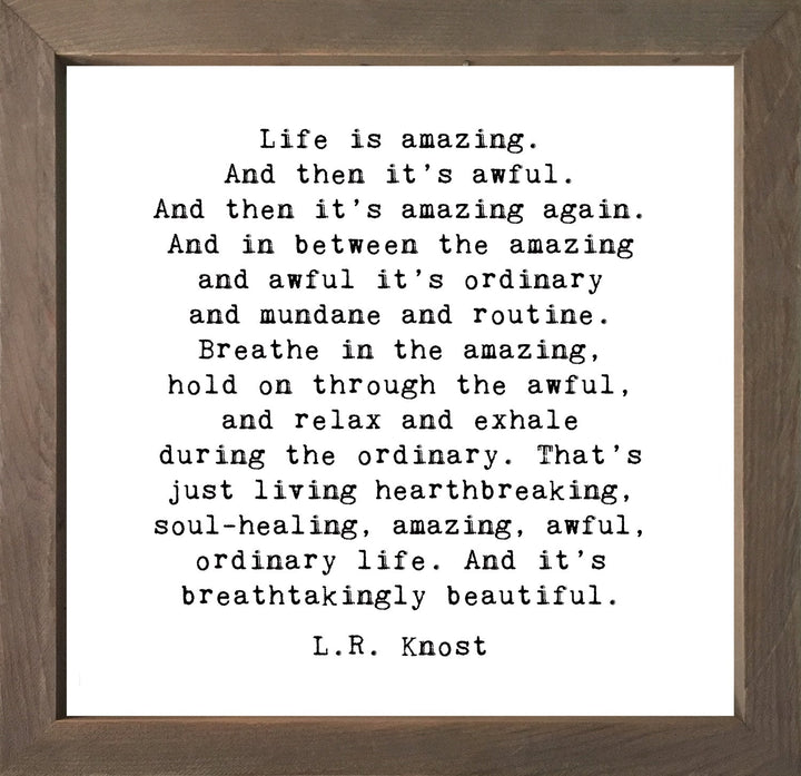 Framed Words Small - Life is Amazing - Cedar Mountain Studios