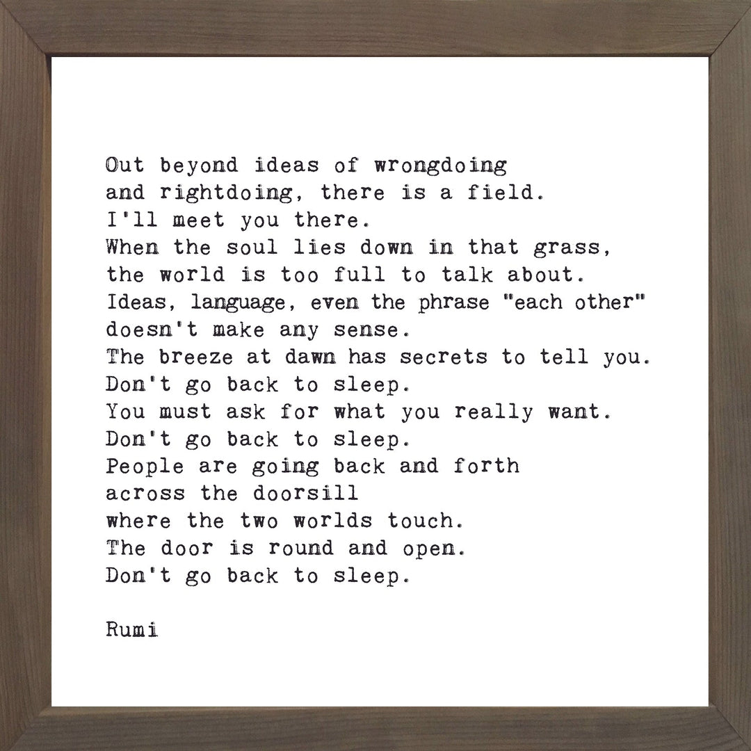 Framed Words Small - Out beyond ideas - Cedar Mountain Studios