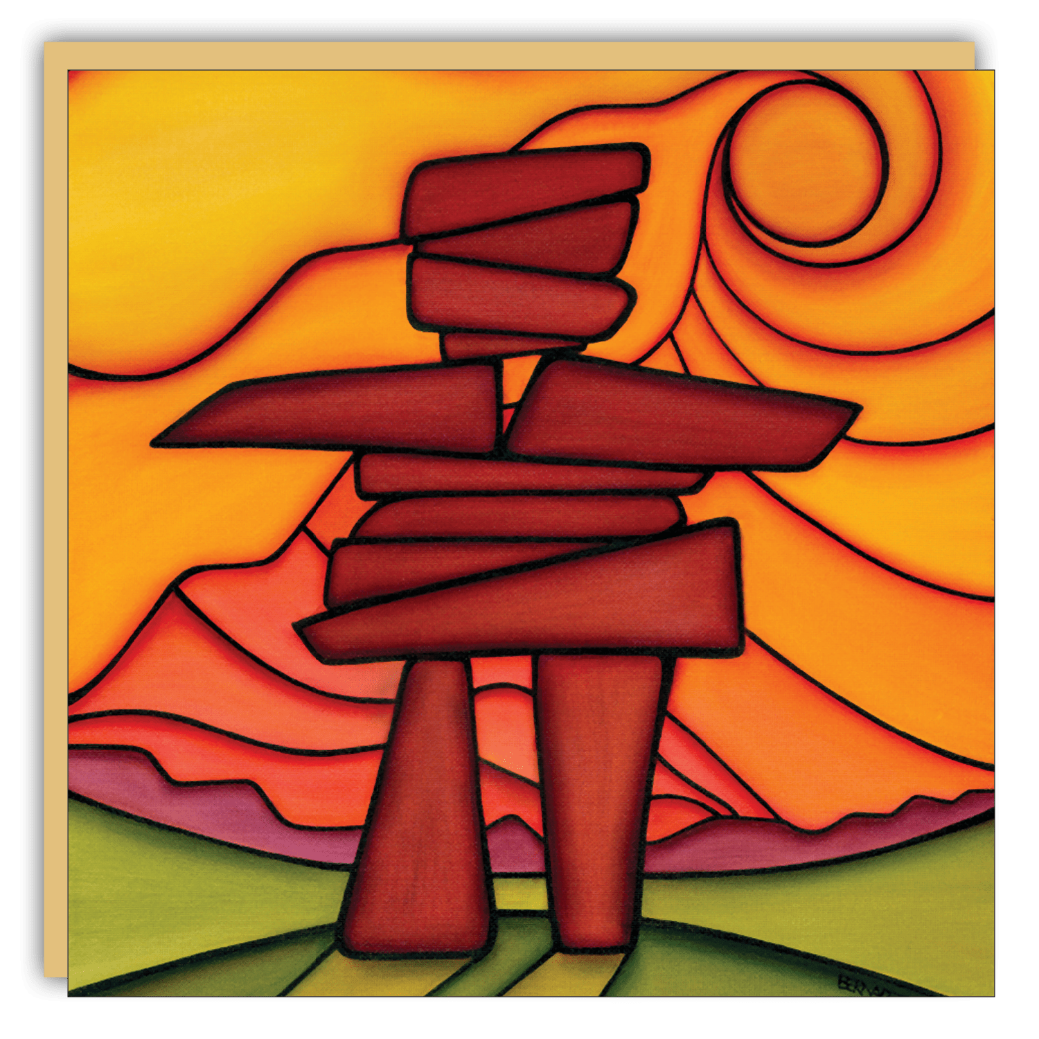 Papyrus Biglietto D'Auguri Vuoto Con Paesaggio Montano, 12,7x17,8 Cm, Con Dettagli Luccicanti