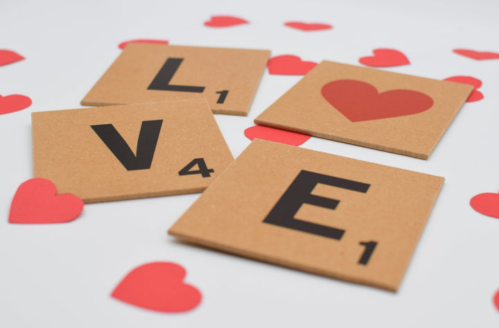 Love Scrabble Coasters - Cedar Mountain Studios