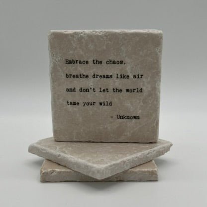 Marble Coasters - Little Gem - Embrace the Chaos - Cedar Mountain Studios