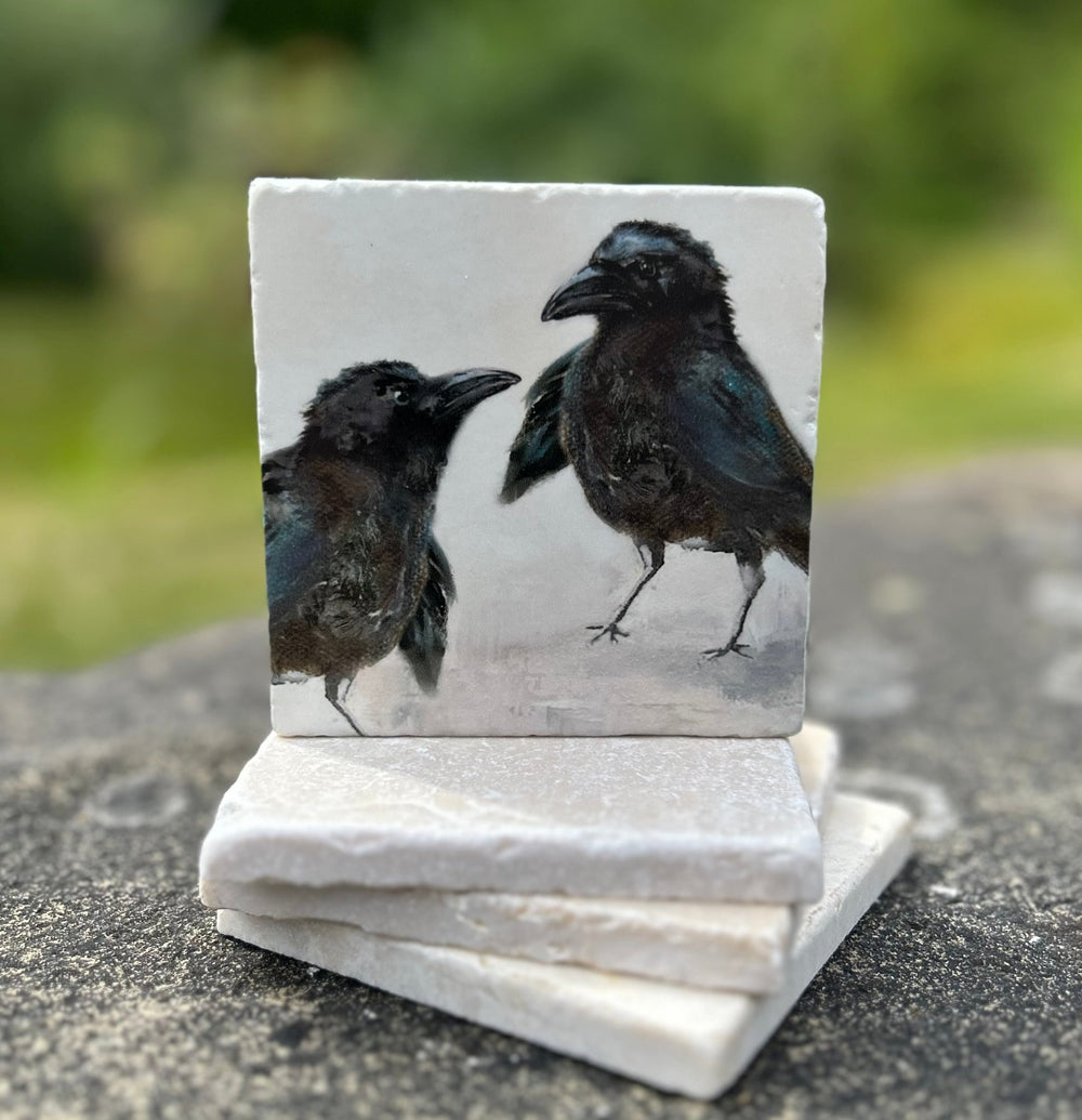 Marble Coasters - Lost & Found - Crows Talking - Cedar Mountain Studios