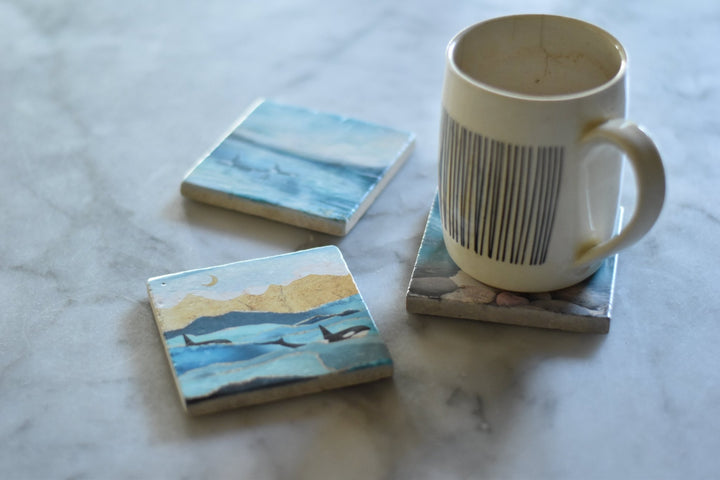 Marble Coasters - Underwater Humpback - Cedar Mountain Studios