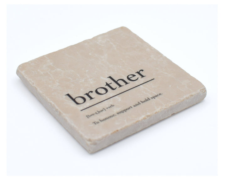 Marble Coasters - Verbs To Live By - Brother - Cedar Mountain Studios