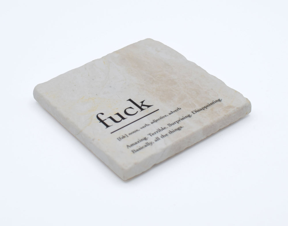 Marble Coasters - Verbs To Live By - F*ck - Cedar Mountain Studios