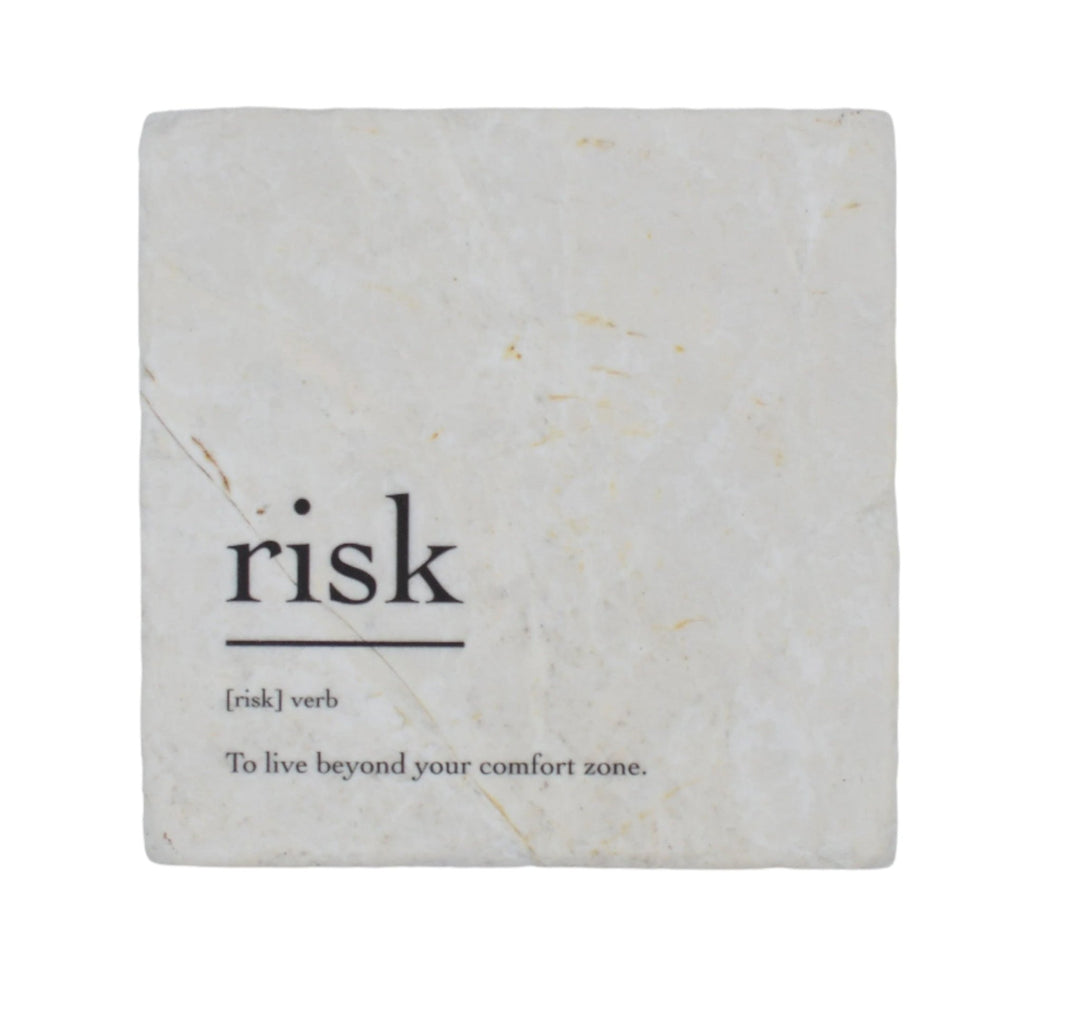 Marble Coasters - Verbs To Live By - Risk - Cedar Mountain Studios