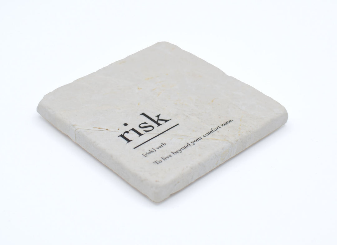 Marble Coasters - Verbs To Live By - Risk - Cedar Mountain Studios