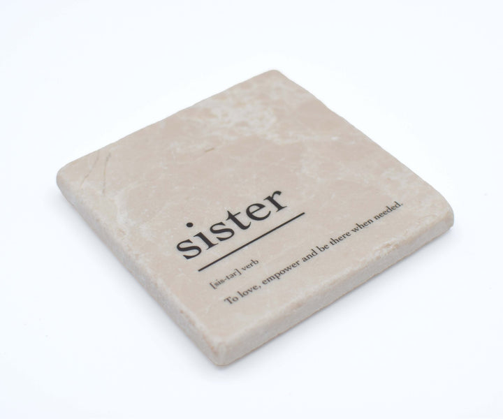 Marble Coasters - Verbs To Live By - Sister - Cedar Mountain Studios