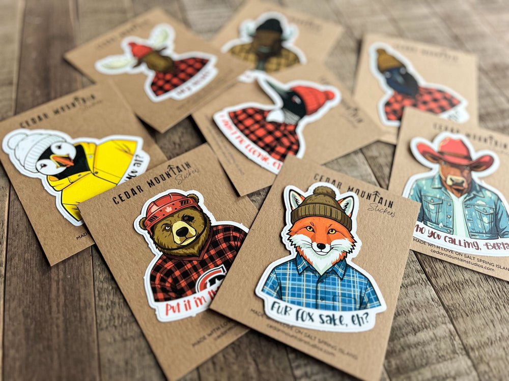 Stickers | Stick around, eh? - Sorry, pardon me, sorry - Cedar Mountain Studios