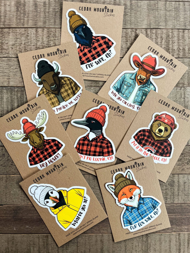 Stickers | Stick around, eh? - Sorry, pardon me, sorry - Cedar Mountain Studios