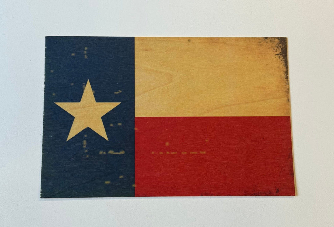 Texas Flag Wood Postcard - Cedar Mountain Studios