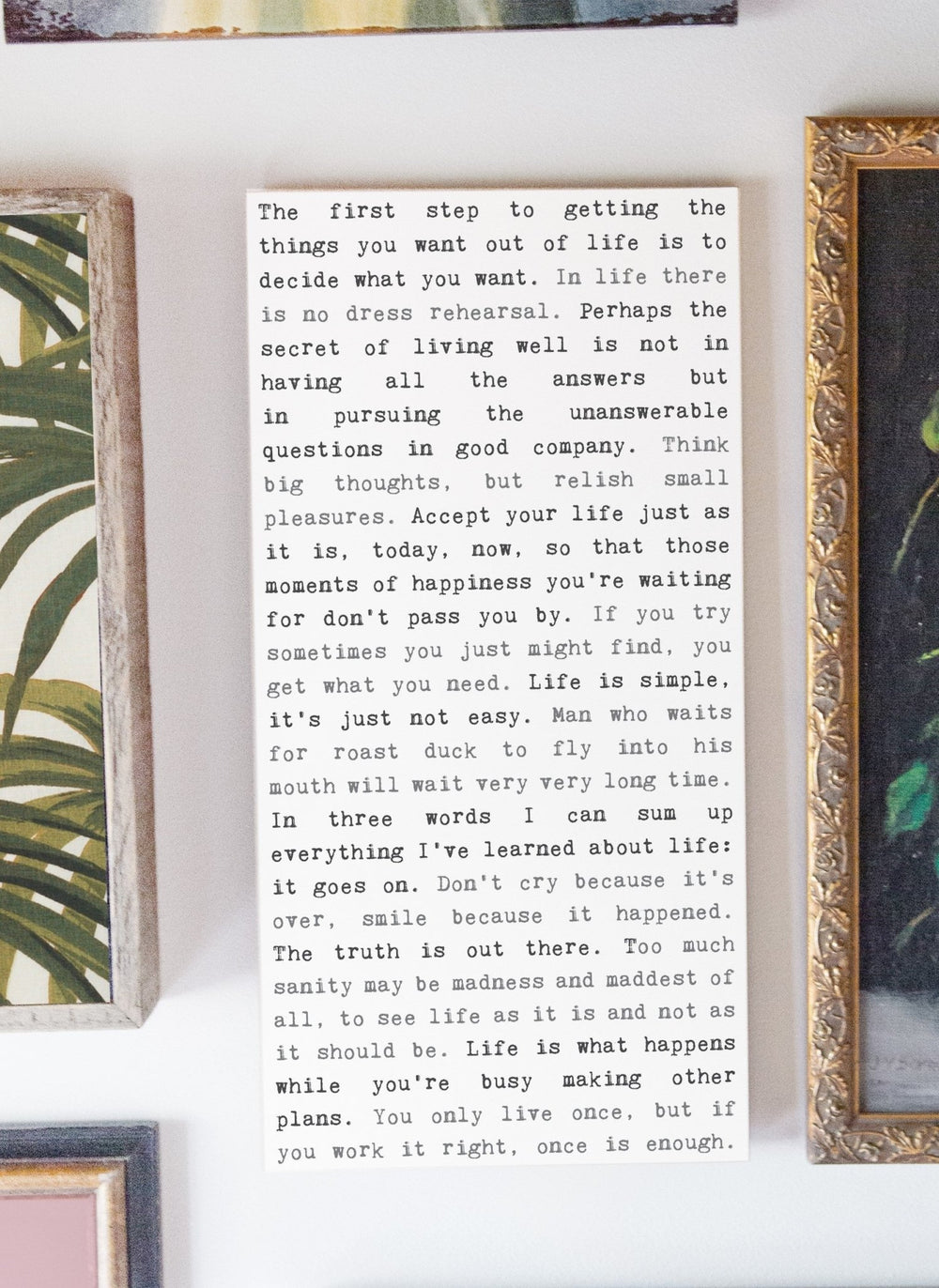 Typewriter Sign - Life - Cedar Mountain Studios