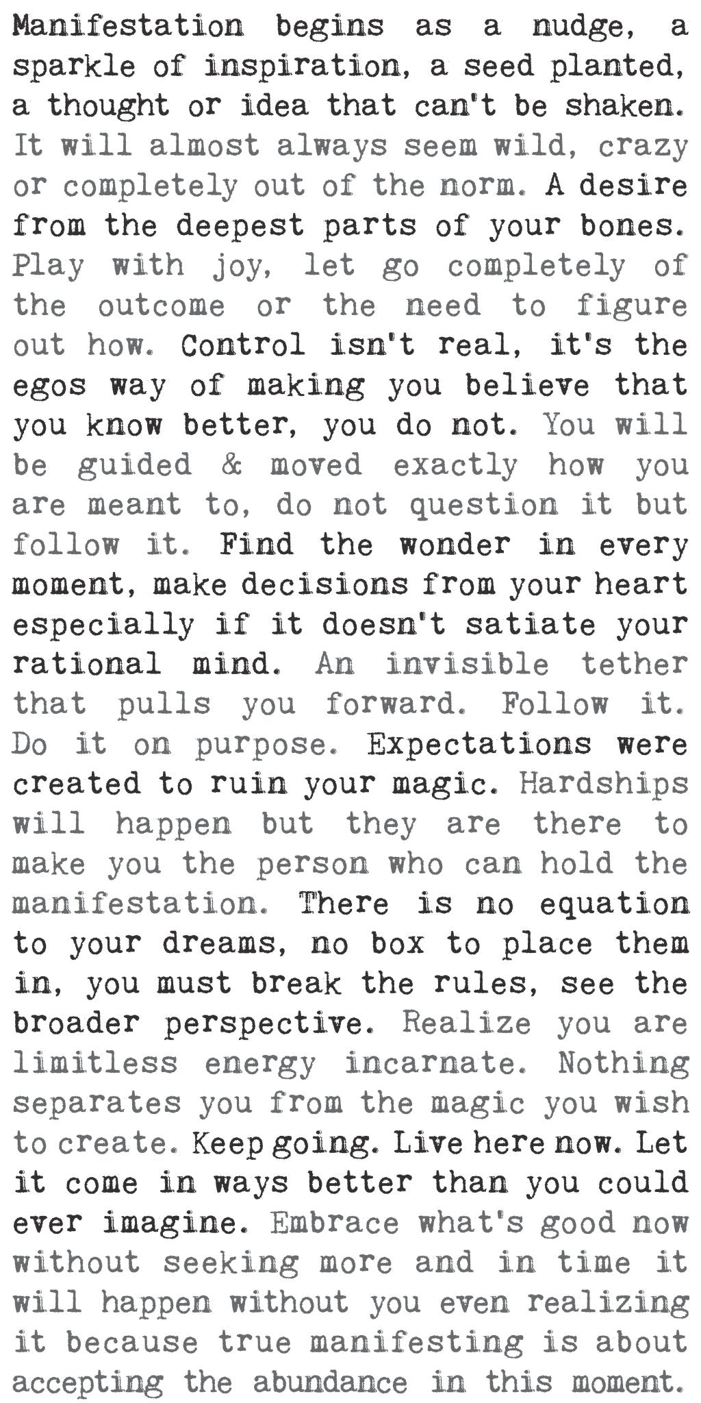 Typewriter Sign - Manifesting - Cedar Mountain Studios