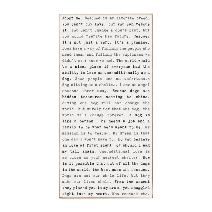 Typewriter Sign - Rescue Dog - Cedar Mountain Studios