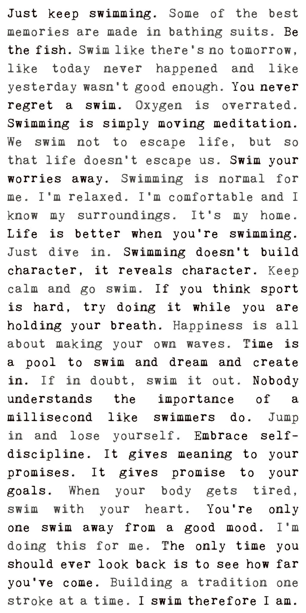 Typewriter Sign - Swimming - Cedar Mountain Studios