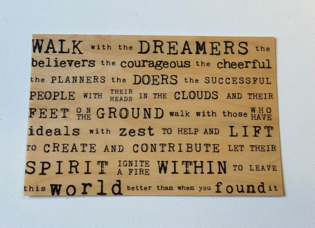 Walk with the dreamers Wood Postcard - Cedar Mountain Studios